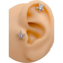 Store Full Zirkon Taşlı Yıldız Kıkırdak Helix Tragus Piercing (1ADET)