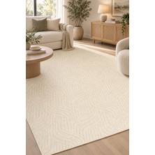 Ally Carpet Epona Dalga Krem Modern Desenli Yıkanabilir Kaymaz Taban Robot Süpürge Uyumlu Salon Mutfak Yolluk Ha