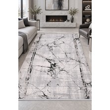 Ally Carpet Kromel Faset Gri Siyah Salon Oturma Odası Koridor Halısı Robot Süpürge Uyumlu Kolay Temizlenebilir Ö