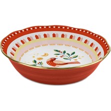 Baci Milano Mamma Mia Bird Patterned Red Soup Bowl