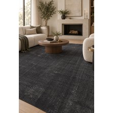 Ally Carpet Atran Ebron Antrasit Peluş Halı Yumuşak Kaymaz Taban Yıkanabilir Salon Mutfak Antre Oturma Odası Içi