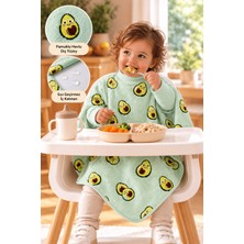 Reyo 6 Ay-6 Yaş Uzun Kollu Bebek Mama Önlüğü, Çocuk Aktivite Önlüğü, Pamuklu, Sıvı Geçirmez Iç Katmanlı Havlu Bebek Beslenme Önlüğü - Avocado
