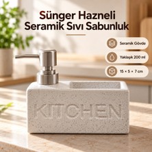 PratikBir Sünger Hazneli Seramik Sıvı Sabunluk - Beyaz