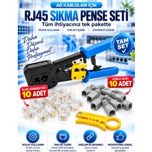 RJ45 Network Kablolama Seti – RJ45/RJ11 Sıkma Pensesi + Kablo Soyma Aparatı +10 Adet RJ45 Konnektör +10 Adet Koruma Kılıfı