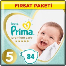 Prima Premium Care 5 Beden Bantlı Bebek Bezi 11 - 16 kg 84 Adet Ekstra Yumuşak Fırsat Paketi