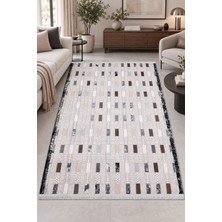 Ally Carpet Kromel Faset Bej Kahve Antrasit Özel Ölçü Salon Oturma Odası Halısı Robot Süpürge Uyumlu Kolay Temiz