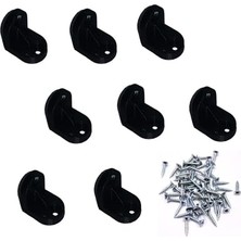 Pratik Ev Mks Plastik Köşebent, Duvara Sabitleme, Siyah, 2 cm x 2 cm x 4 Mm, 8 Adet, Mobilya Bağlantı Elemanı, Raf ve Dolap Köşe Birleştirme