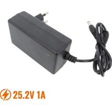 Ledx 6s 25.2V 1A Lityum Iyon Şarj Cihazı Ledli Otomatik Kesmeli 5.5x2.5mm