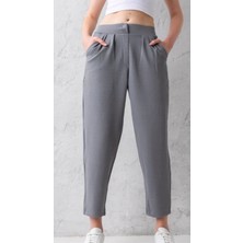 Thiff Gymwear Çift Düğmeli Havuç Model Bilek Boy Kadın Kumaş Pantolon