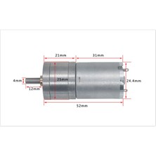 Emay Center JGA25-370 12V 130 Rpm Redüktörlü Dc Motor 25MM Metal Dişli Kutu 4mm D Şaft Robotik Otomasyon ve Mekatronik Düzenek Tahrik Motoru