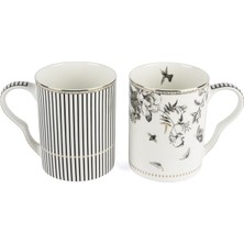 Mikasa Moor P380.135369 Fili E Fiori Siyah Beyaz 2'li Kupa 380ML