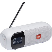 JBL Tuner 2 Bluetooth Hoparlör - Beyaz, DAB Radyo ve 12 Saat Çalma Süresi ile Taşınabilir