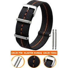 Cobra 18MM-20MM-22MM Saatlerle Uyumlu Elastik Kumaş Nato Tekstil Saat Kordonu Kayışı N39TLD-BT