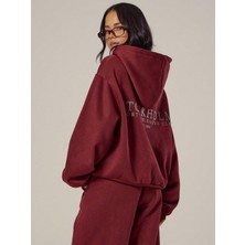 Macklin Unisex Kadın Erkek Stockholm Baskılı Oversize 3 Iplik Kapüşonlu Sweatshirt ve Baggy Eşofman Altı