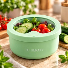 Le Murano 600 ml %100 Platinum Silikon Yuvarlak Saklama Kabı, Şeffaf Pencereli Kapak, Bpa Içermez, Mikrodalga Dondurucu Uyumlu, Tekrar Kullanılabilir Gıda Kabı
