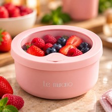 Le Murano 600 ml %100 Platinum Silikon Yuvarlak Saklama Kabı, Şeffaf Pencereli Kapak, Bpa Içermez, Mikrodalga Dondurucu Uyumlu, Tekrar Kullanılabilir Gıda Kabı