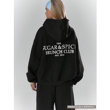 Macklin Unisex Kadın Erkek Sugar Spice Baskılı Oversize 3 Iplik Kapüşonlu Sweatshirt ve Baggy Eşofman Altı