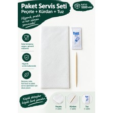 Yılhan Ambalaj 1000 Adet 3'lü Paket Servis Seti – Peçete, Kürdan ve Tuz Içeren Tek Kullanımlık Servis Seti