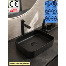 Thorax Daisy Granit Çanak Banyo Evyesi, Leke Tutmaz ve Çizilmeye Dayanıklı Tezgah Üstü Modern Banyo Lavabosu, Sınırsız Renk Seçenekli