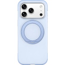Remax Ripple Series iPhone 18 Pro Uyumlu Likit Silikon Kılıf - 360° Döner Standlı Rmc-5 - Mavi