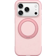 Remax Ripple Series iPhone 17 Pro Max Uyumlu Likit Silikon Kılıf - 360° Döner Standlı Rmc-5 - Pembe