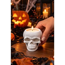 Dodomar Halloween Kuru Kafa Mumluk Kafatası Mum Standı Cadılar Bayramı Parti Masa Dekorasyonu 8 x 6,5 cm
