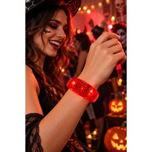 Dodomar Kırmızı Işıklı Sensörlü Bileklik Müzik Ritminde Yanıp Sönen Halloween Cadılar Bayramı Yılbaşı