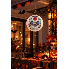 Dodomar Halloween Renkli Kuru Kafa Desenli Japon Feneri Çin Feneri Kağıt Süsü Cadılar Bayramı Ev Dekoru