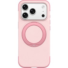Remax Ripple Series iPhone 17 Pro Uyumlu Likit Silikon Kılıf - 360° Döner Standlı Rmc-5 - Pembe