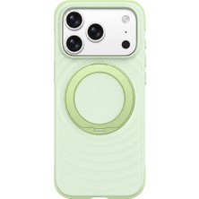 Remax Ripple Series iPhone 17 Pro Uyumlu Likit Silikon Kılıf - 360° Döner Standlı Rmc-5 - Yeşil