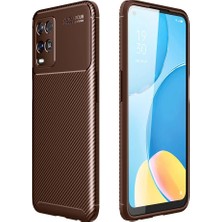 ENCO Oppo A54 4g Kılıf Auto Focus Karbon Kapak - Kahverengi