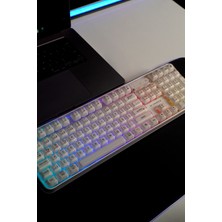 TWOTECH Crystal Rgb Premium Oyuncu Klavyesi | Bluetooth + Wireless + Kablolu | Türkçe Q 2000 Mah