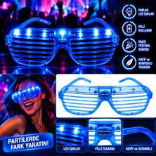 Mersi Shop LED Işıklı Panjur Parti Gözlüğü Pilli Shutter Festival Konser Eğlence Gözlüğü