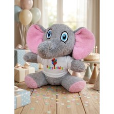 Valanti Art Tişörtlü Pembe Kulaklı Peluş Fil – 24 cm Doğum Günü Temalı