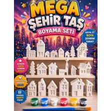 Atölye Yüksel Mega Sehir Tas Boyama Seti =20 Tas+ 6 Renkboya + Firça