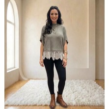 Qu Style Oversize Mevsimlik Eteği Dantelli Panço Bluz