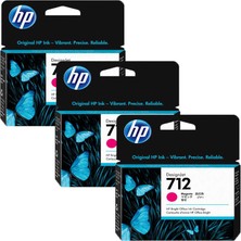 Hp 712-3ED78A Kırmızı Orijinal Kartuş Üçlü Paket