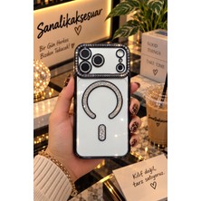 Sanalik Aksesuar Sanalikaksesuar Iphone 18 Pro Max Uyumlu Işıltılı Kristal Taşlı Magsafe Şeffaf Lüks Telefon Kılıfı