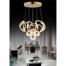 Kumandalı 3 Renk Işık Özellikli 4 Toplu Modern Gold Kaplama Sarkıt LED Avize Salon Avize