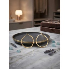 Valanti Art Minimalist Tasarım Gold Renk Halka Küpe