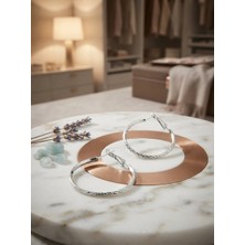Valanti Art Minimalist Tasarım Gümüş Renk Oval Halka Küpe