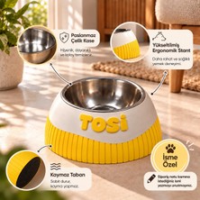 Basart Isme Özel Kedi Köpek Mama Kabı | Paslanmaz Çelik Kase | Kaydırmaz Tabanlı Ergonomik Mama Kabı