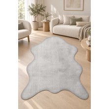 Ally Carpet Atran Ebron Peluş Post Şeklinde Halı - Gri - Yumuşak, Kaymaz Tabanlı, Yıkanabilir Salon Antre Oturma