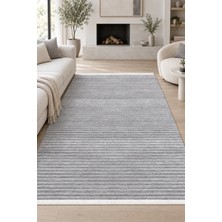 Ally Carpet Pinaris Aktur Akturel-Gri Özel Ölçü Kaymaz Tabanlı Oturma Odası Halısı Robot Süpürge Uyumlu Kolay Te