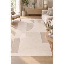 Ally Carpet Oktay Nuvola Krem Vizon Kaymaz Taban Robot Süpürge Uyumlu Sisal Görünümlü Oturma Odası Mutfak Korido