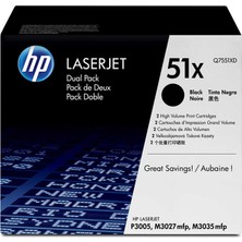 Hp 51X-Q7551XD Yüksek Kapasiteli Orijinal Toner Ikili Paket
