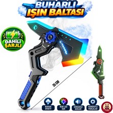 Giffy Oyuncak Işın Baltası ,led Işıklı Rgb,buhar Atan ,dahili Şarjlı ,ses ve Işık Efektli ,darbe Sensörlü ,2 Farklı Modlu Kılıç ve Balta Modlu ,35 cm