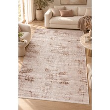 Ally Carpet Miksa Alvına Krem Kahve Özel Ölçü Salon Oturma Odası Koridor Halısı Robot Süpürge Uyumlu Kolay Temiz