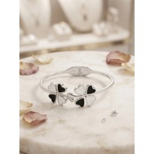 Valanti Art Yonca Figürlü Vıp Silver Kadın Kelepçe Bileklik