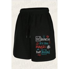 Zoka Wear Unisex Bilim Sihir Tasarım Baskılı Şort